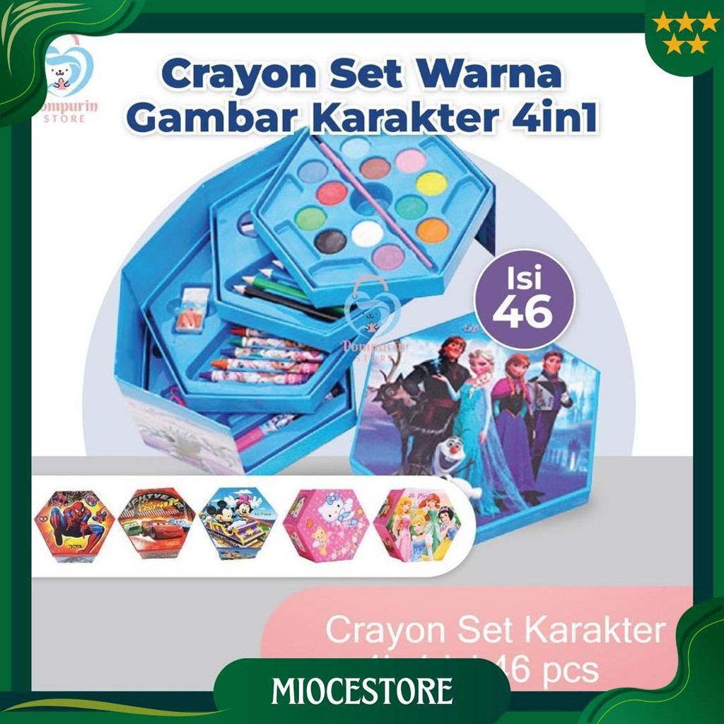 

Crayon Set Karakter 4In1 Isi 46Pcs - Alat Set Menggambar Melukis Ori
