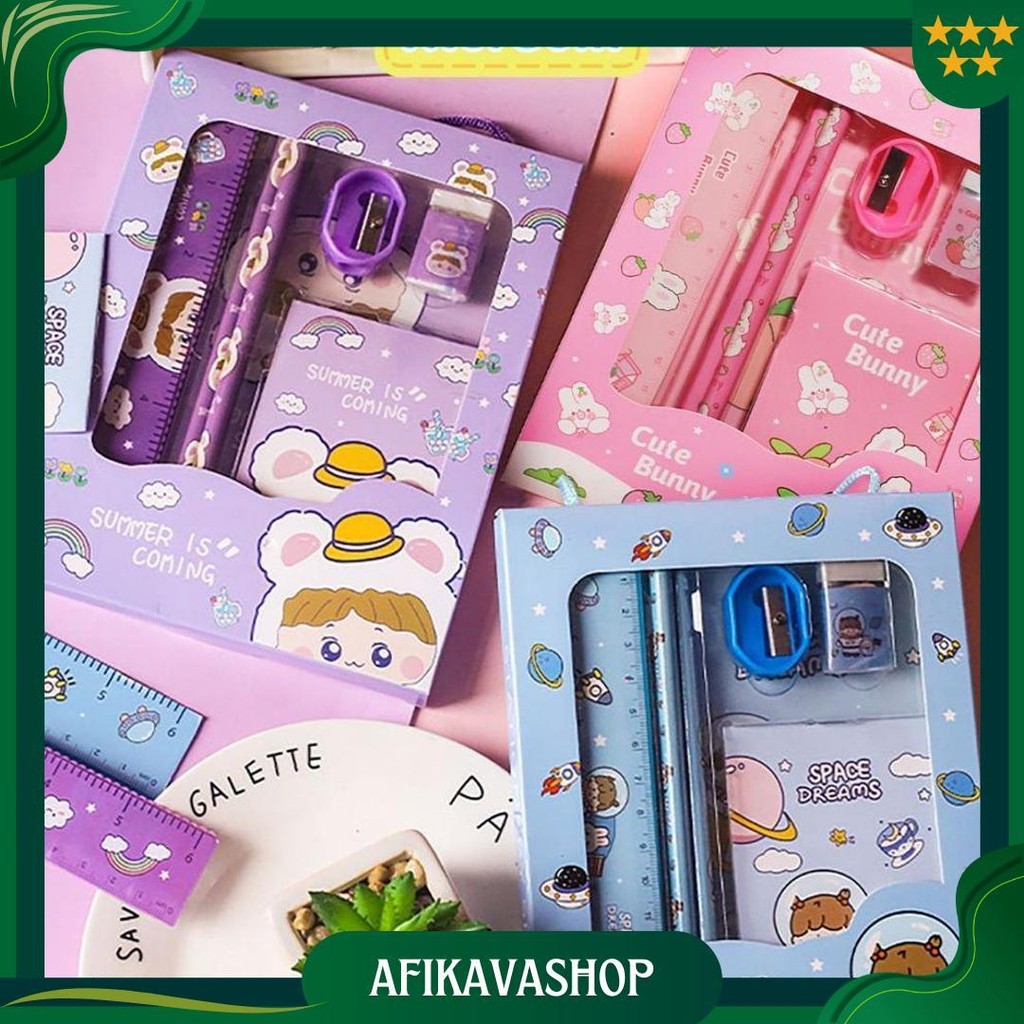 

Morsom - Alat Tulis Set 6 In 1 Stationery Set Lucu Karakter Set Perlengkapan Alat Tulis Sekolah Anak-Anak Tk Souvenir Promo 4.4