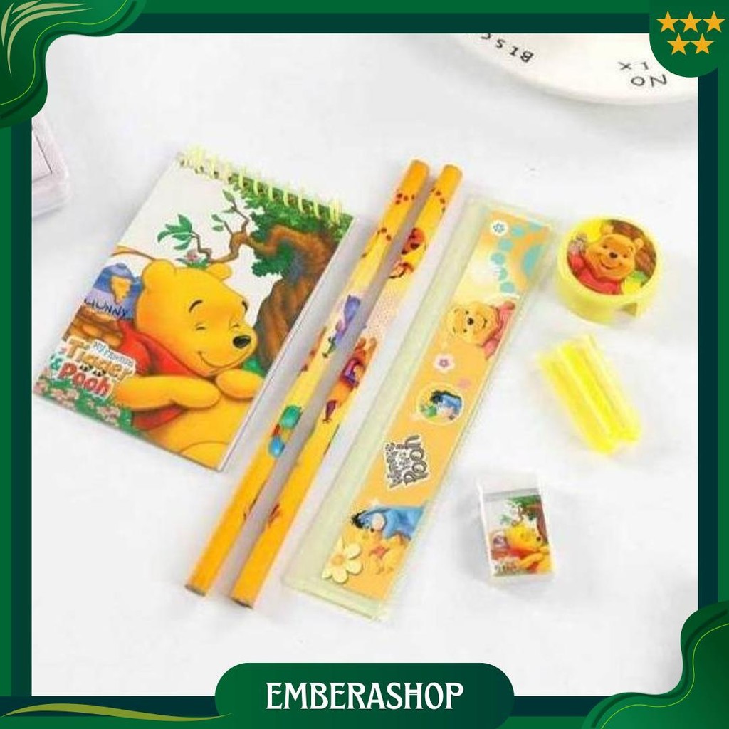 

Set Alat Tulis Lucu 5 In 1/8 In 1 Souvenir Ulang Tahun Notebook, Pensil, Penggaris, Penghapus, Rautan Gambar Kartun Ori
