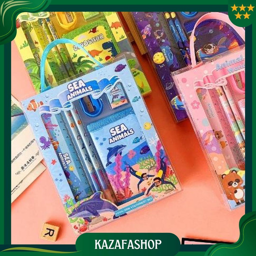 

Cod - S5926 Stationery Set / Alat Tulis Set 6 In 1 Hadiah Souvenir / Paket Alat Tulis + Dompet Anak / Alat Tulis Set Karakter Cod