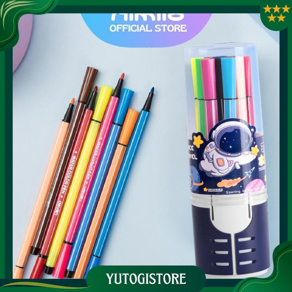 

[Ready] Aimilo Spidol Warna Warni 1 Set Hexagonal Watercolor Marker Pen Stabilo Pastel 12/24/36/48 Warna Ori