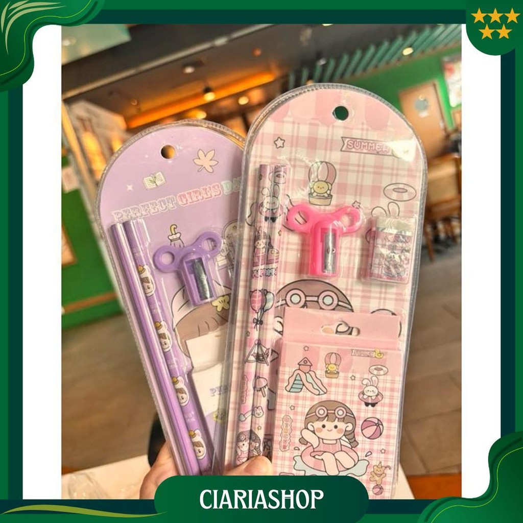 

008 Set Alat Tulis Crayon Pensil 5 In 1 Rautan Penghapus Anak Sekolah Hadiah Lomba Kado Ultah Ulang Tahun Hampers Souvenir Natal Lebaran Agustusan Paskah Acara Goodiebag Dinosaurus Undersea Unicorn Astronot Cod