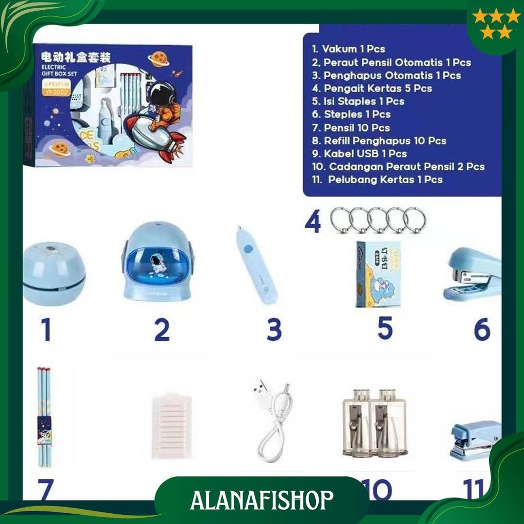 

Gagalu Electric Stationery Set / Set Alat Tulis /Elektrik Rautan Penghapus Vacuum Pensil 11 In 1 /Anak Alat Perkakas Belajar Anak Perempuan Kado Sale