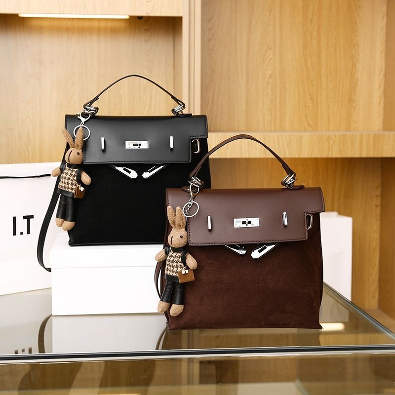 Tas Punggung Kapasitas Besar Wanita, Tas Kelly, Tas Komuter Portabel Retro Korea, Tas Kulit Matte