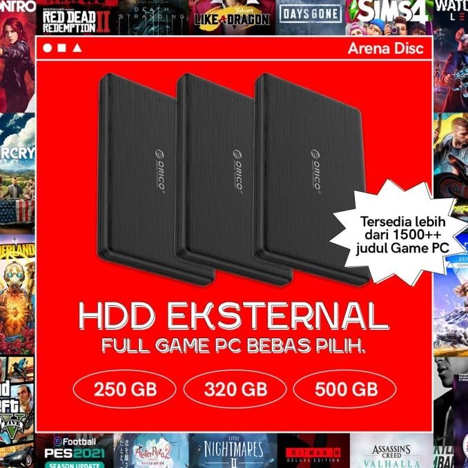 Hdd Hardisk Eksternal 250Gb 500Gb Full Isi Game Pc/Laptop Original Dan Terpercaya