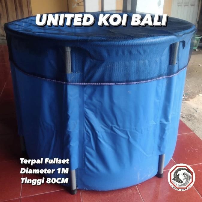 TERBARU - KOLAM TERPAL VET BULAT ORCHID FULLSET TERPAL IKAN KOI DIAMETER 1M