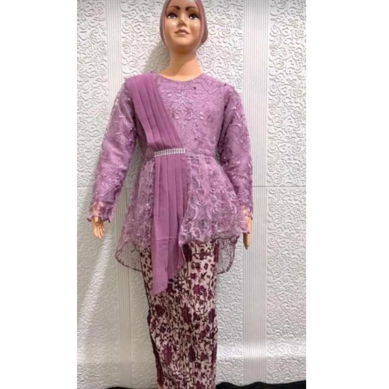 GHJ GB-Kebaya Anak Perempuan Kebaya Selendang Modern Setelan Kebaya Pesta Wisuda Anak SD Umur 3-12 T