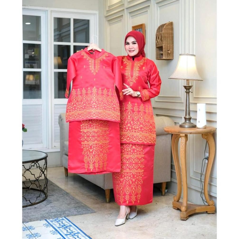 GHJ Satu Set Kebaya Tunik Kurung Bordir Melayu Couple Ibu Dan Anak Kebaya Malaysia Kebaya Kondangan 