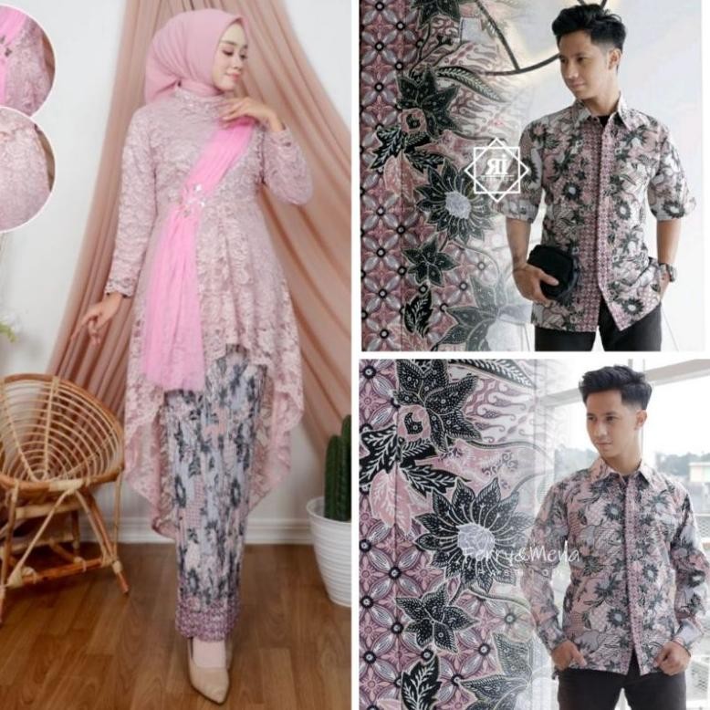 PLK Couple Kebaya Lesti Hijab Selendang/Set Kebaya Lesti Couple Kemeja Batik/Batik Couple Kebaya Mod
