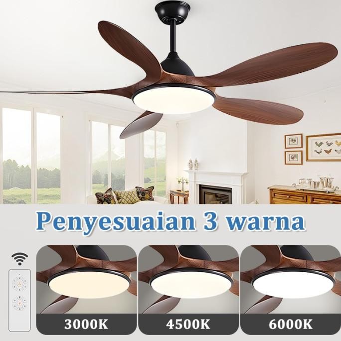 CO Lampu kipas angin gantung plafon 56 inch remote 3warna kipas angin ruang tamu dengan lampu kipas 