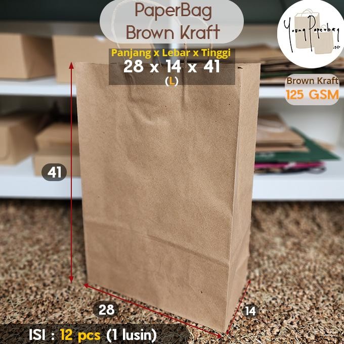 

GF21 Paper Bag/Tas Kertas Paperbag Polos Kraft Coklat M | L 125GSM Murah