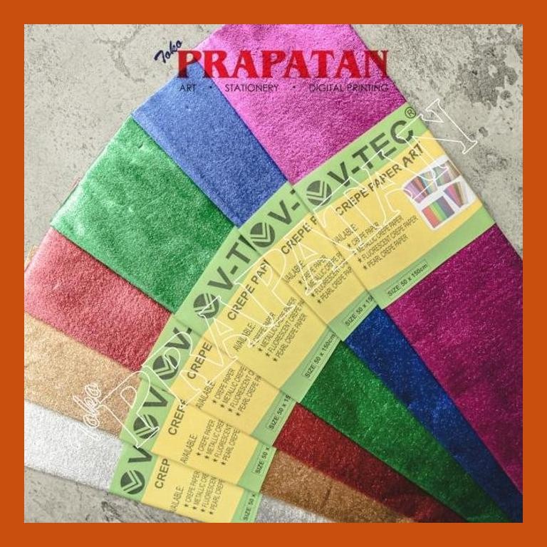 

[ PERALATAN LUKIS / GAMBAR ] V-TEC METALLIC CREPE PAPER ART 50X150CM / KERTAS CREPE PACKING AMAN