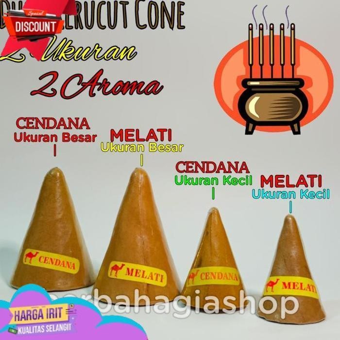 SALE HIO DUPA TUMPENG KERUCUT CONE WARNA COKLAT AROMA WANGI CENDANA & MELATI TERSEDIA 2 UKURAN KECIL
