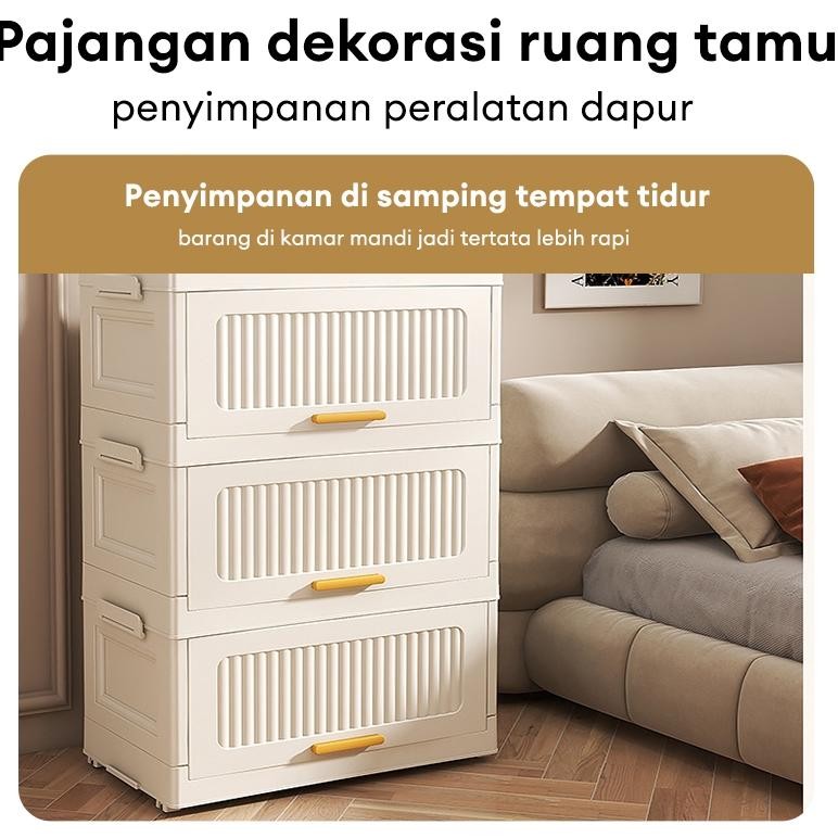 Lemari Pakaian Plastik Lemari lipat Lemari Plastik Pintu Lipat multi-lapis lemari loker dapat dilepa