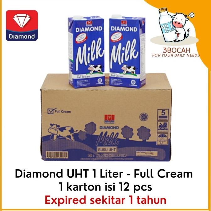 

TERMURAH! DIAMOND SUSU UHT 1 LITER FULL CREAM - GROSIR 1 KARTON / DUS ORIGINAL DAN TERPERCAYA