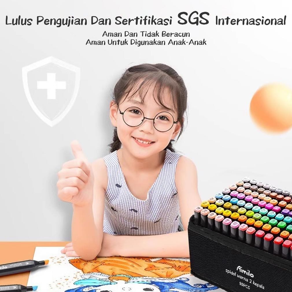 

Jy-6 Aimilo Spidol Warna Warni 1 Set Sketch Marker 2 Tip Touch Marker 48/60/80 Warna