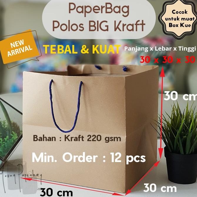 

GV23 [220 gsm] Paper Bag Kue/Cake/Nasi/Bento Box Polos Kraf Coklat Tebal 30 x 30 x 30 (1 lusin) Murah