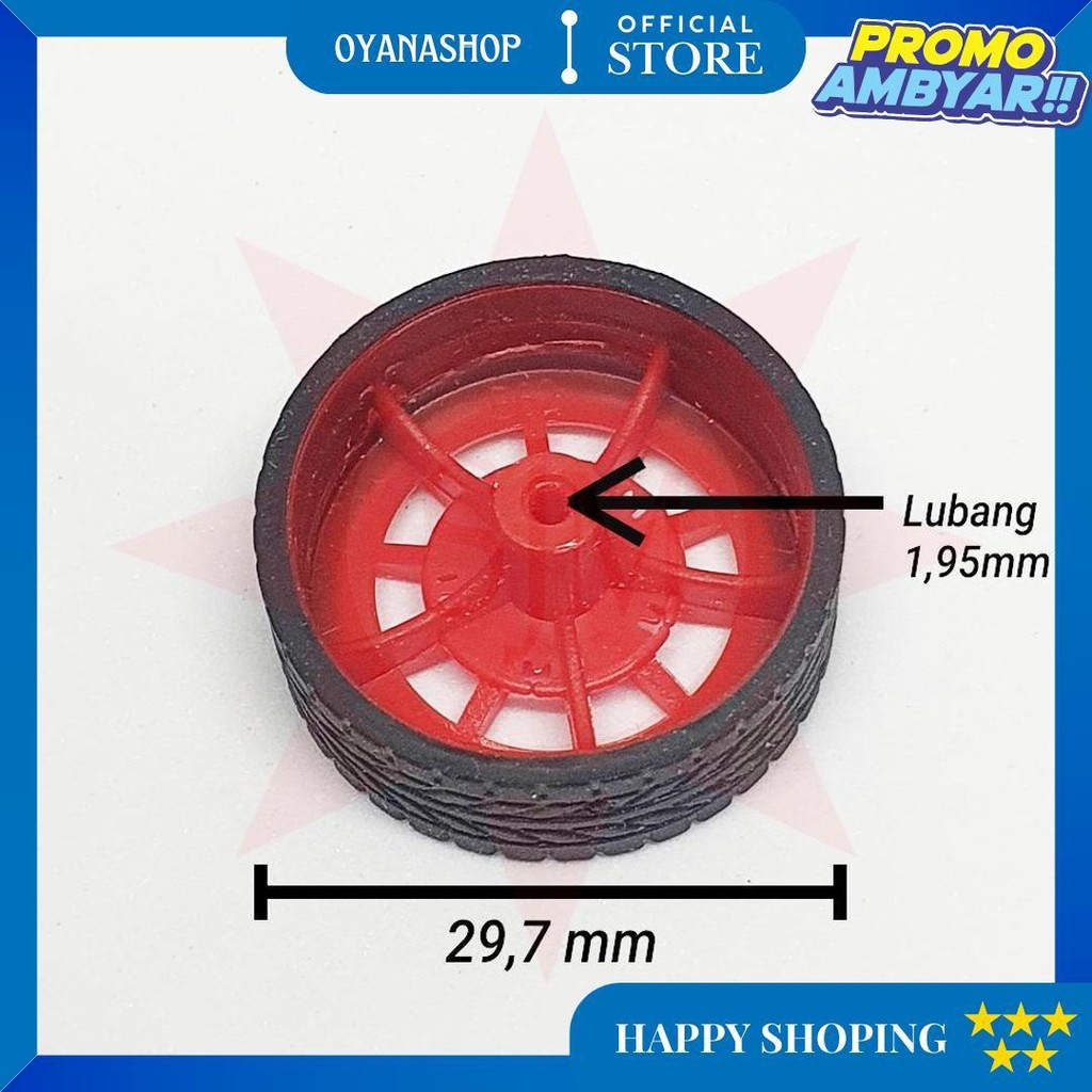 Roda Karet Plastik Merah Mobil Mainan D Best Seller