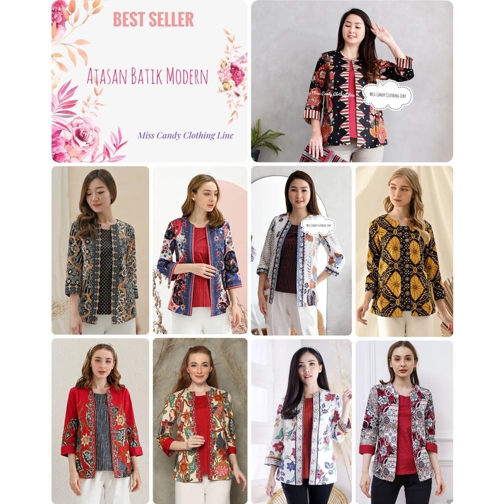 CR - Blouse Batik Wanita Modern Model Rompi 242 HT RM ALA AHM AMK ARA AYH AGA AWI ACI AB TERLARIS