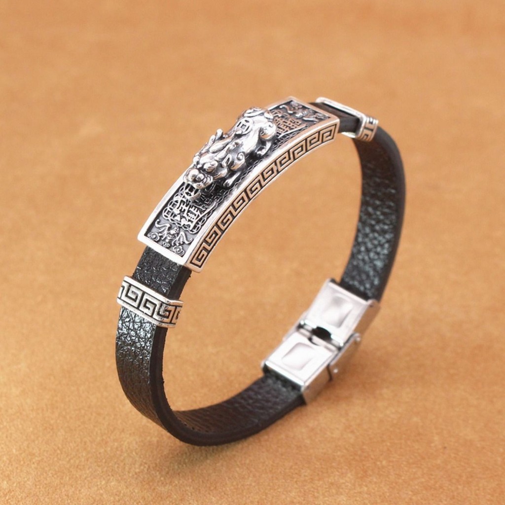 Gelang Kulit Cicada Emas Pixiu Vintage Baru untuk Pria, Gelang Pasangan Gaya Etnik untuk Pria dan Wa