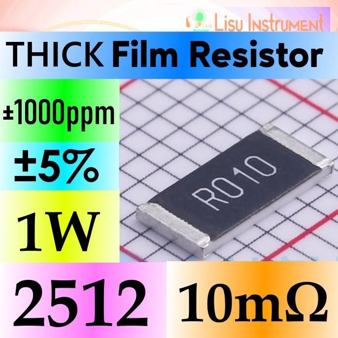 Murah (10) 10m 2512 5% Thick Film Resistor SMD Chip Resistor 0.01R R010 lisu992 Juara