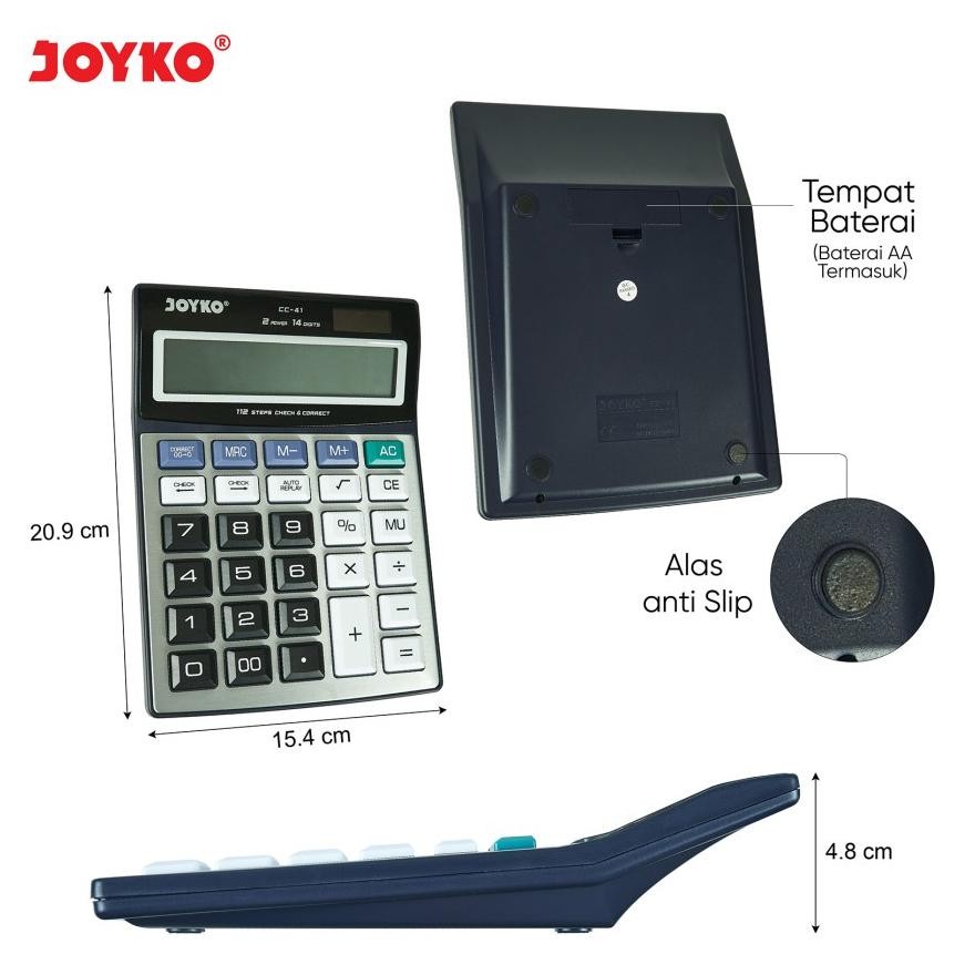 

sd-5 Kalkulator JOYKO CC 41 Calculator Check Correct CC41 14 Digit Besar Murah