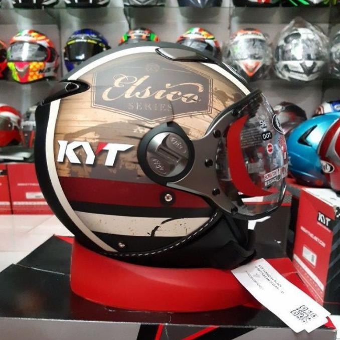 SALE HELM KYT ELSICO MOTIF BLACK CREAM BROWN DOFF ELSICO RETRO #4 TERMURAH