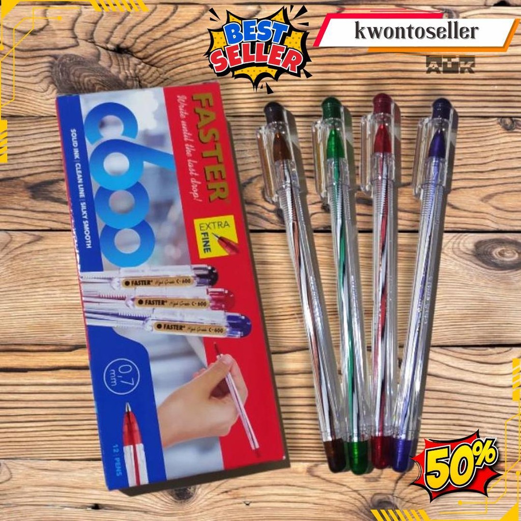 

Bolpen Pulpen Bolpoin Pena Faster C600 / C 600 / C-600 Extra Fine 0.7Mm Perpak Cod