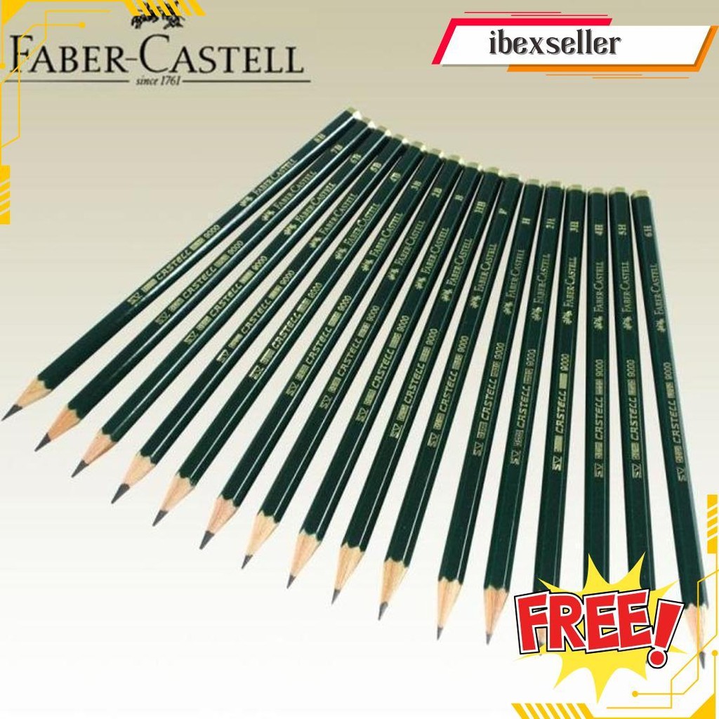 

Graphite Pencils Faber Castel F H-6H B-8B / Pensil Sketch F H-6H B-8B Cod
