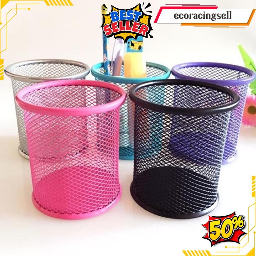 

Tempat Bolpen Pensil Alat Tulis Keranjang Besi Meja Original Produk