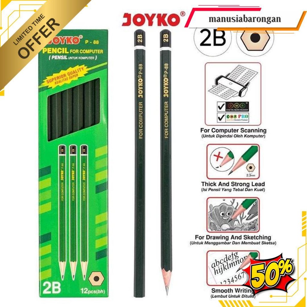 

Pensil Joyko P-88 2B (Lusin) Termurah Banget