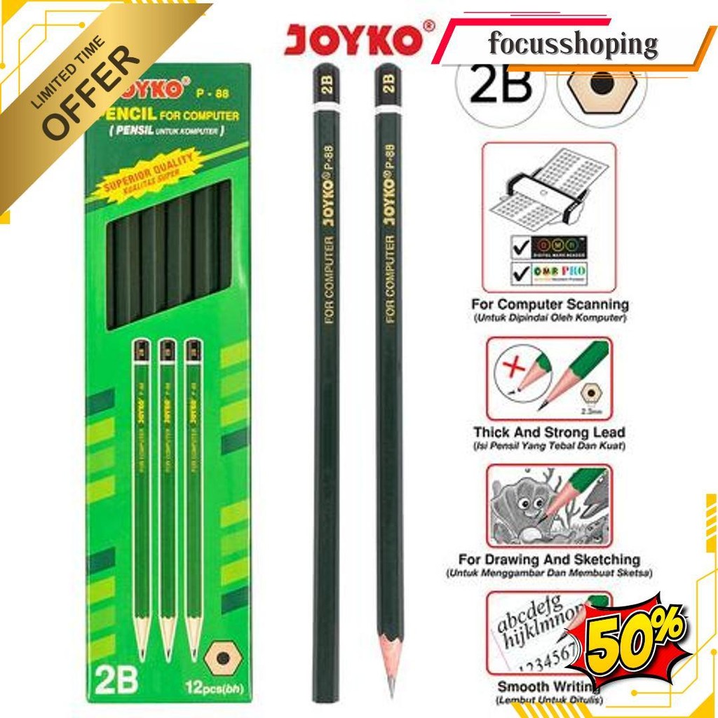 

Pensil 2B Joyko P-88 (1 Lusin) Siap Kirim