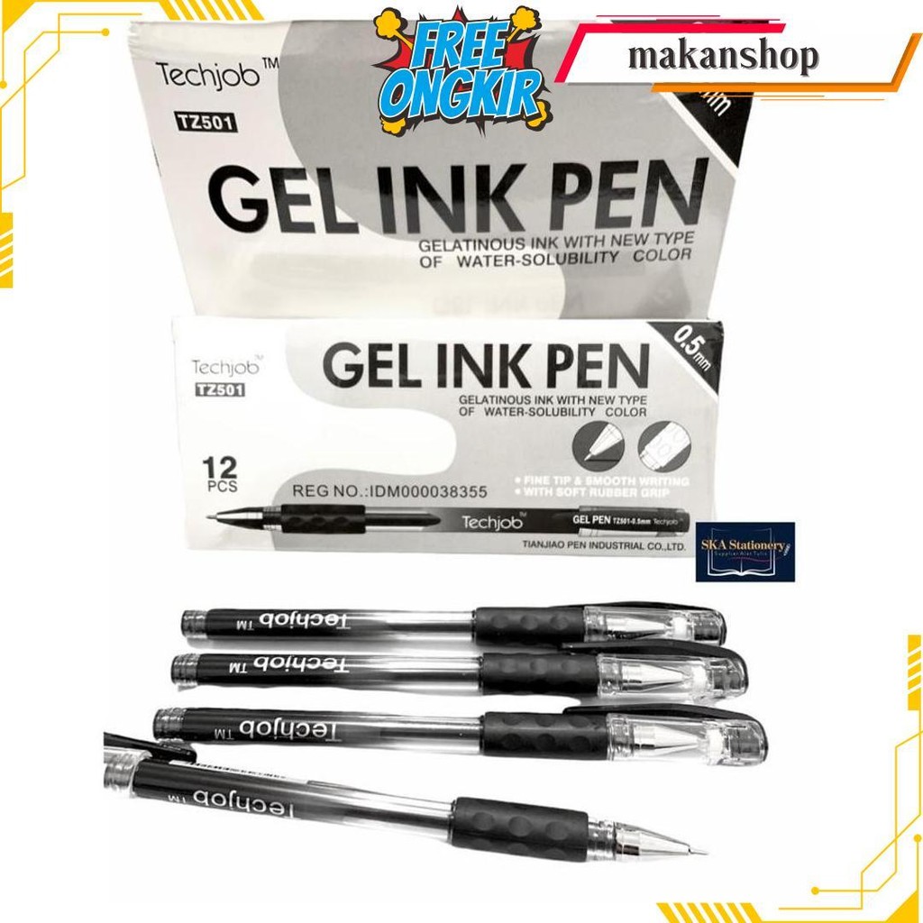 

Bolpen/Ballpoint/Pulpen Gel 0.5 Techjob Tz 501 Hitam (Lusin) Bisa Cod