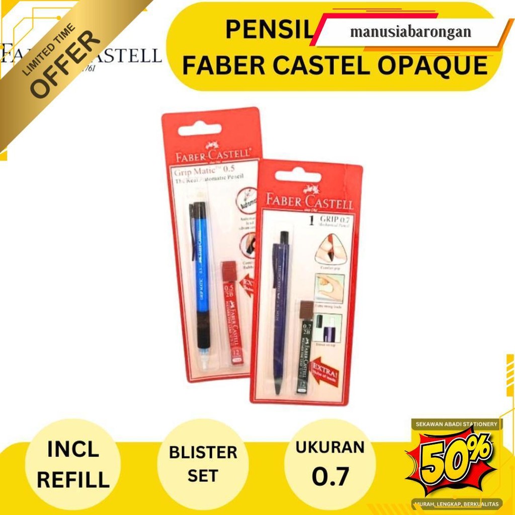 

Mekanik Pensil / Mechanic Pencil Faber Castell Econ / Opaque 0.7 (Blister Set + Refill) Gratis Ongkir