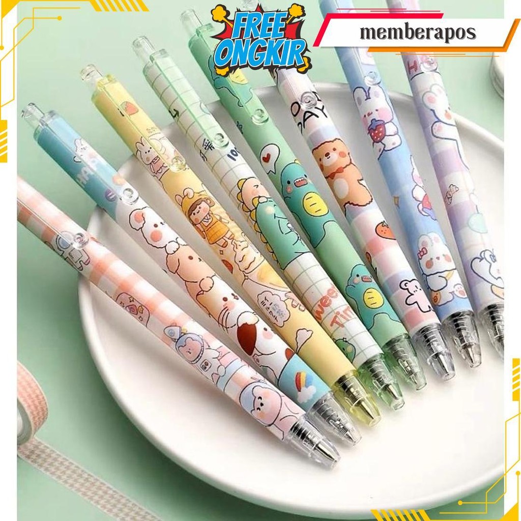 

[Cola] Pulpen Gel Mekanik Lucu Karakter / Set Pulpen Gel 6Pcs / Bollpoint Mekanik Lucu / Pulpen Gel Hitam Bisa Cod