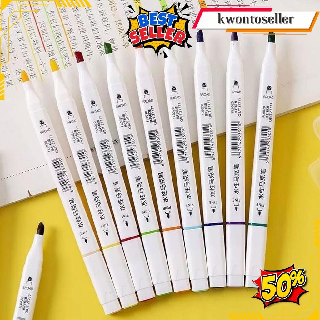 

15 Shop --- Spidol Warna 2In1 Siswa Sekolah Dasar Berkepala Dua / Lukisan Pensil Cat Air Seni Anak-Anak / Pena Cod