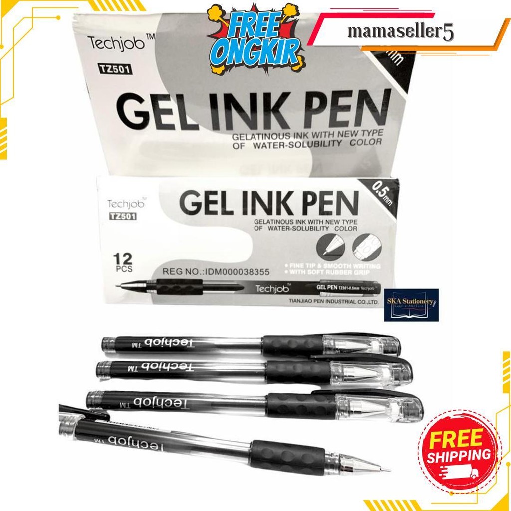 

Bolpen/Ballpoint/Pulpen Gel 0.5 Techjob Tz 501 Hitam (Lusin) Siap Kirim