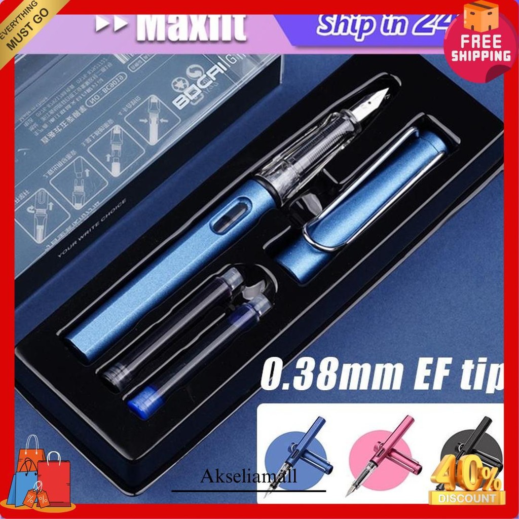 

Fountain Pen Pena Tinta 0.38Mm Bahan Plastik Kualitas Tinggi Refill Tinta Hitam & Biru Ink Pen Berlatih Kaligrafi Gratis Ongkir