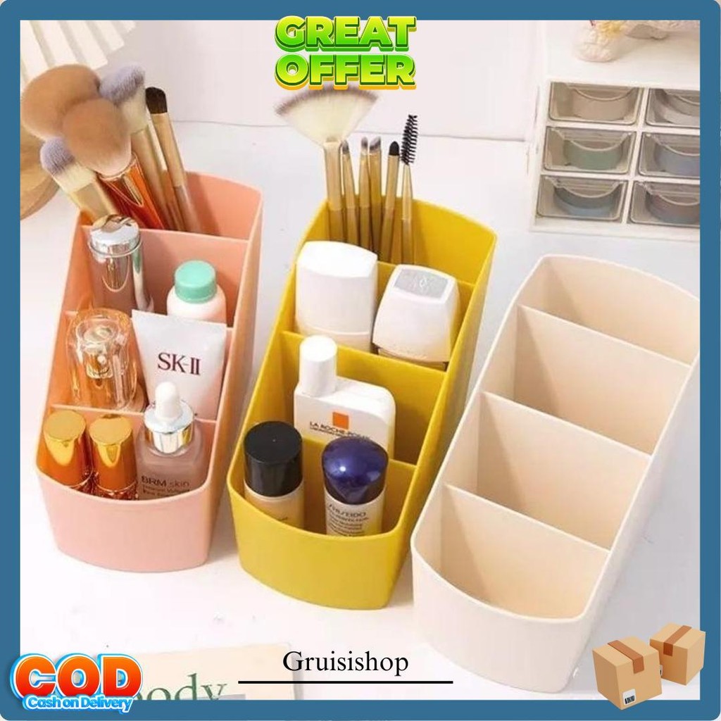 

(Max) Rak Atk Alat Kantor /Kosmetik / Alat Tulis Pen Pensil/ Kotak Organizer Tempat Penyimpanan 4 Sekat Gratis Ongkir