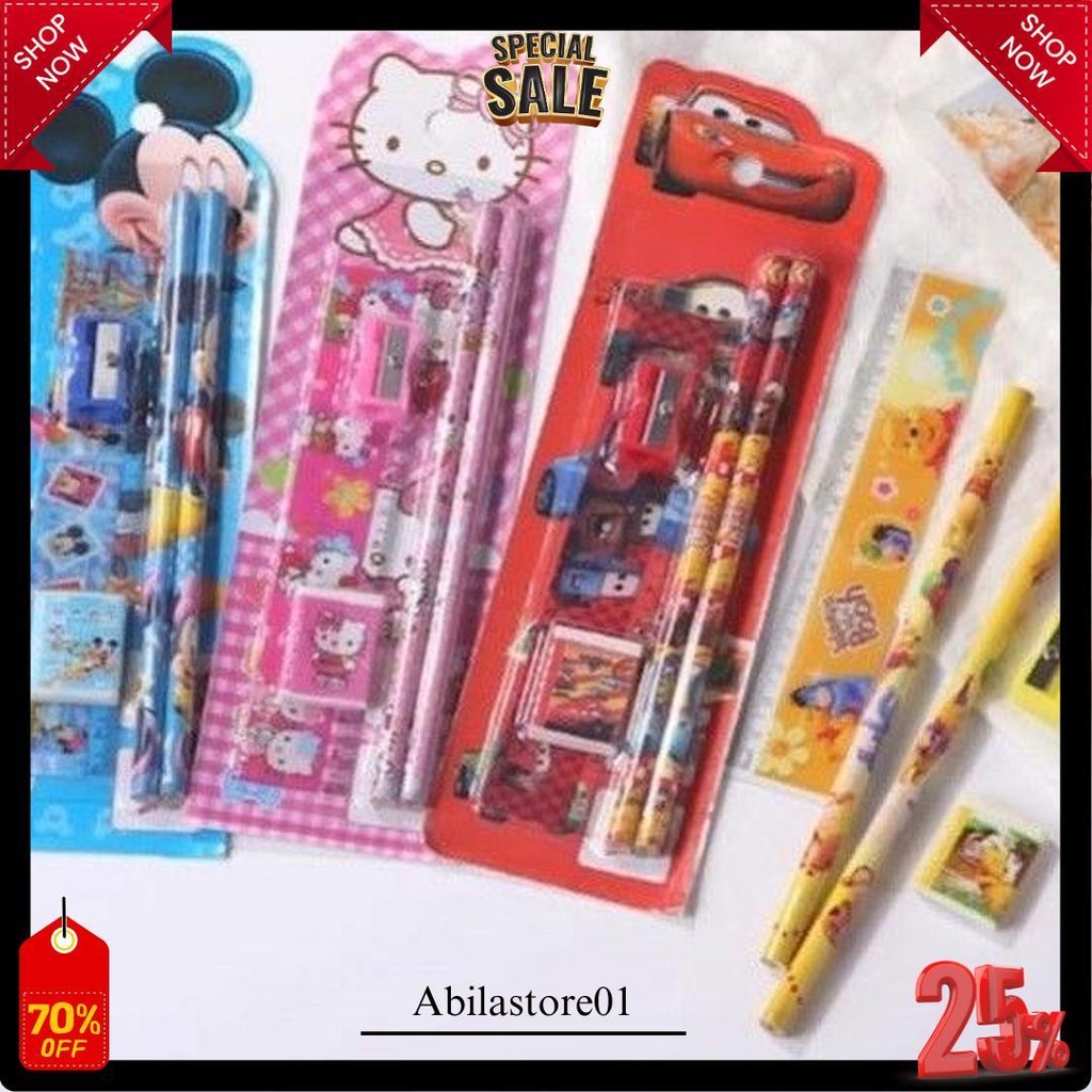 

Stationery Mini Set Alat Tulis Sekolah Karakter 5In1 / Alat Set Tulis Anak Karakter Lucu Siap Kirim