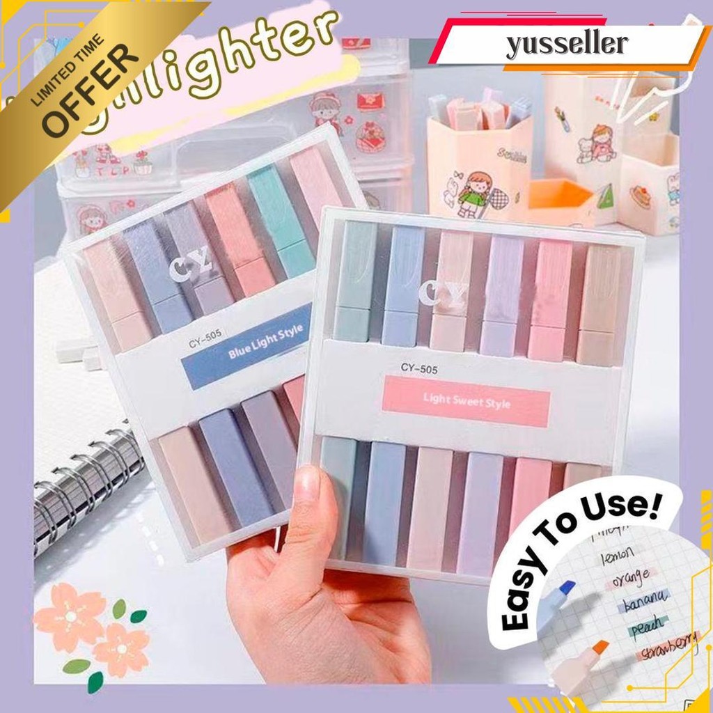 

Tokotab - Higlighter Fancy Highlight Warna Pastel Highlighter Set 6 Pcs Highlighter Lucu Stabilo Lucu Kawaii Paket Stabilo Terlaris