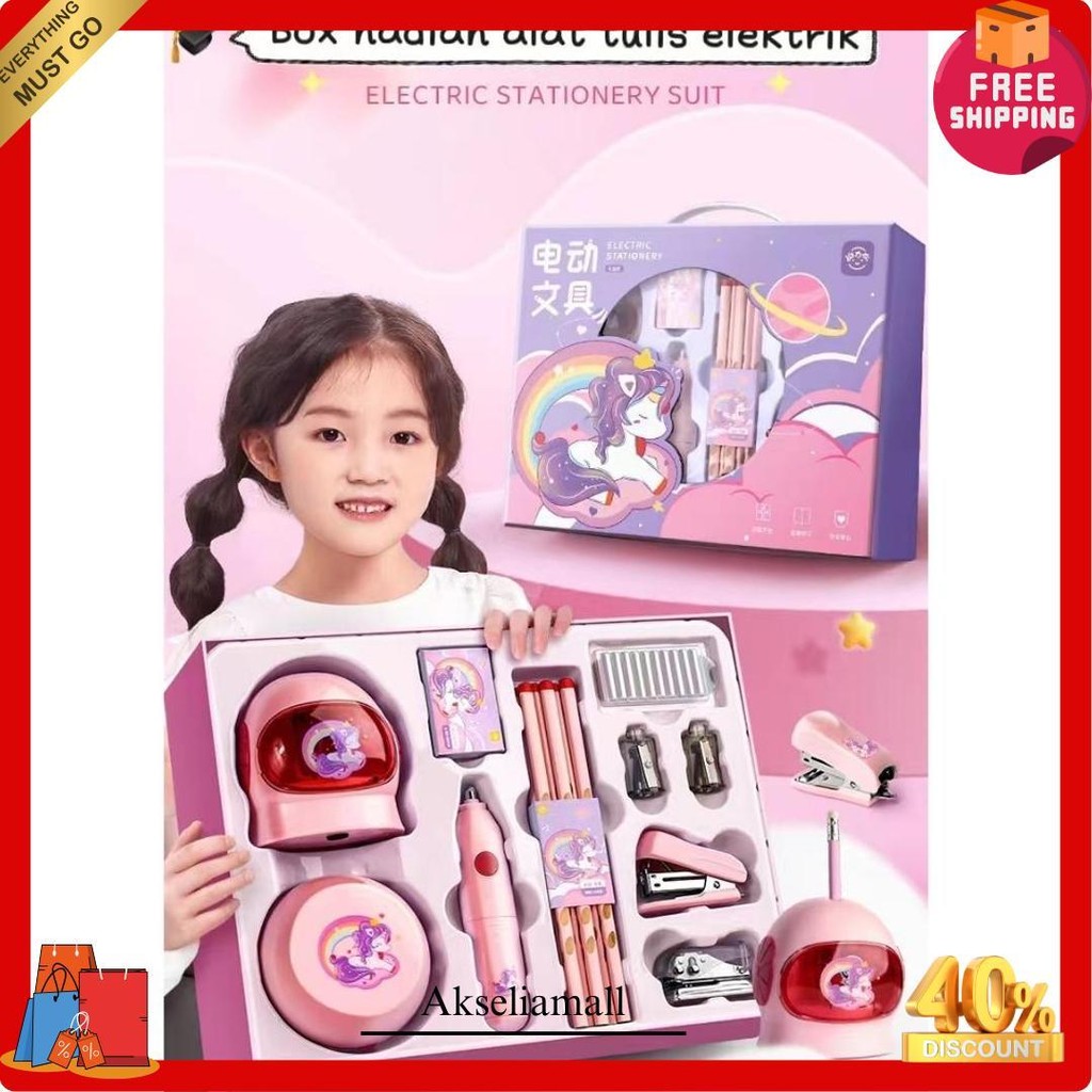 

Carat 11 In 1 Electric Stationery Set / Set Alat Tulis Elektronik Rautan Penghapus Vacuum Pencil / Set Alat Tulis Elektronik Belajar Anak Perempuan Kado Siap Kirim