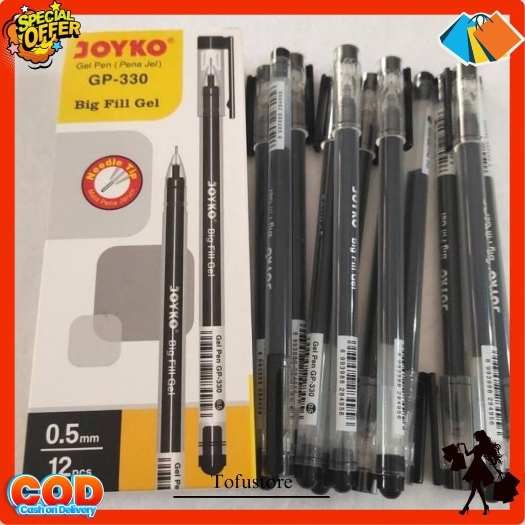 

[Box Isi 12] Pulpen Joyko Gp-330 Hitam 0.5 Mm Big Fill Gel / Ballpoint Gel / Gel Pen Bolpen / Pulpen Cair Termurah Banget