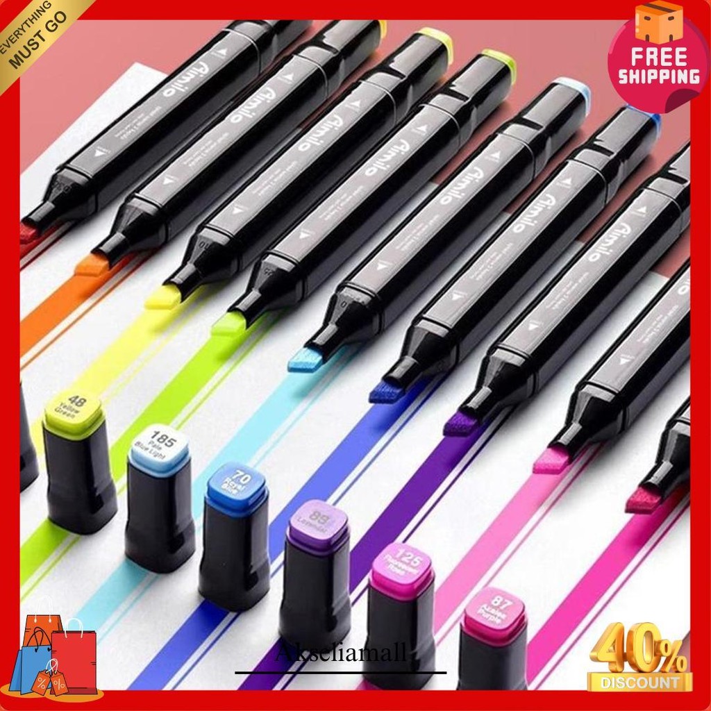 

Hoptech - Spidol Warna-Warni Sketch Marker 2 Tip Touch 48/60/80 Warna 1 Set Untuk Gambar & Sketch Siap Kirim