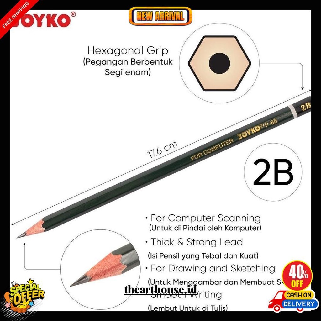 

Pensil Joyko 2B 1 Box Isi 12Pcs P-88 Gratis Ongkir
