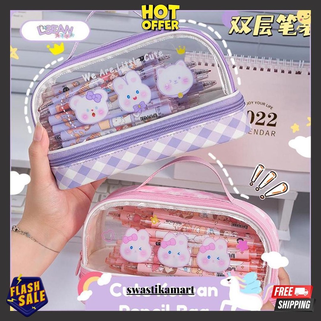

Pencil Case Kapasitas Besar Pvc Korean Cute Pencil Bag 2 Tingkat Termurah Banget