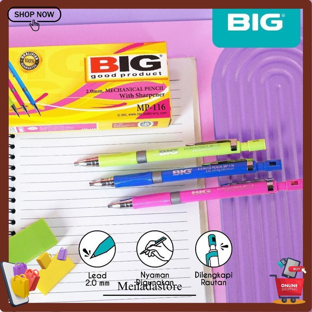 

12 Pcs Big Pensil Mekanik 2.0 Mp-116 Siap Kirim