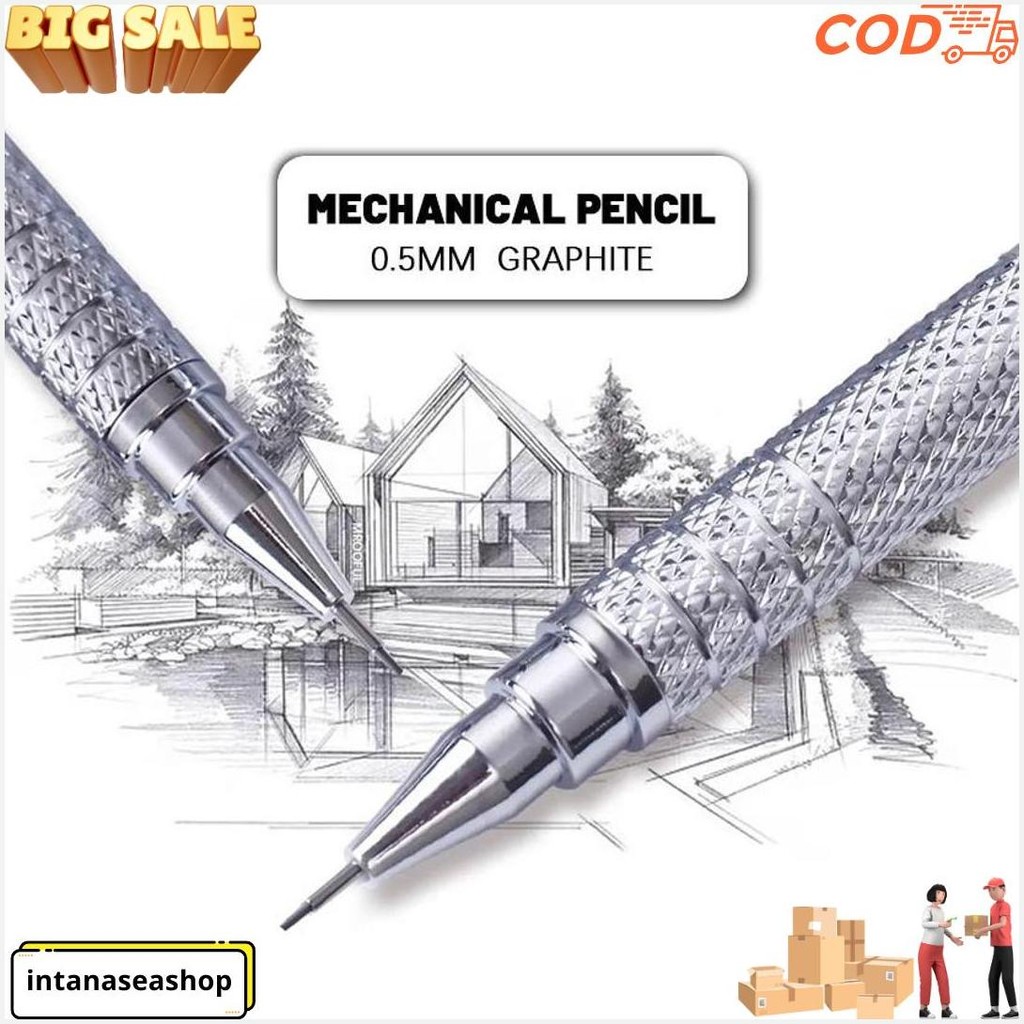 

0.5 Mm Pensil Mekanik Metal Mechanical Drafting Pencil Dengan Pusat Gravitasi Rendah Untuk Sekolah / Kantor - Pensil Mekanik Pentel Pencil Graph Gear 500 Cod
