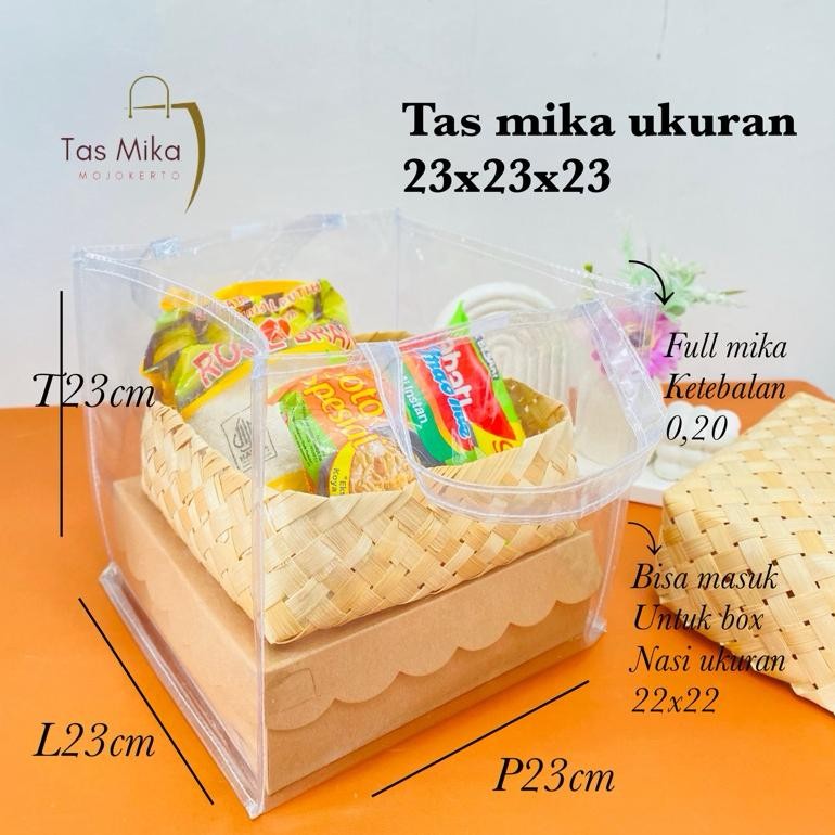 

SALE 1LUSIN Tas Mika Transparan Uk 23x23x23 Nasi Box Hajatan Berkat jak-127