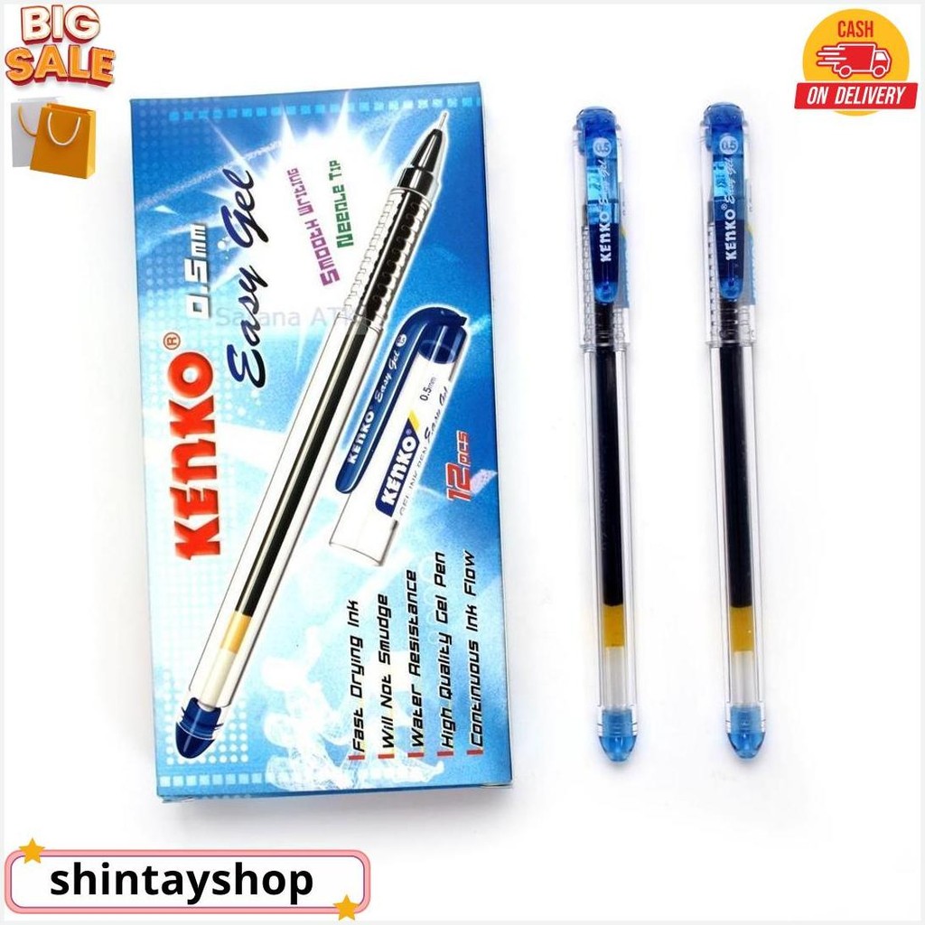 

Kenko Pulpen Easy Gel 0.5Mm Hitam / Biru Harga Per Lusin Isi 12Pcs Siap Kirim